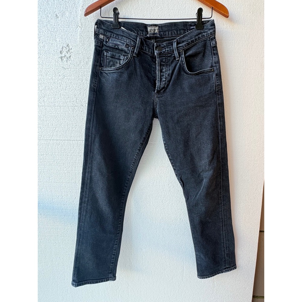 Citizens of Humanity Emerson Slim Boyfriend Jeans Button Fly Faded Black Denim